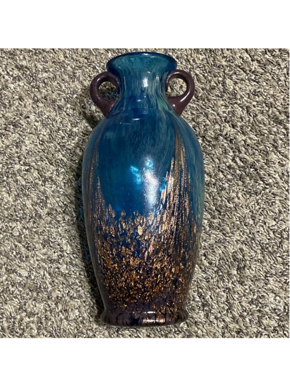 Dale Tiffany Favrile Art Glass Milano Amphora Blue 10